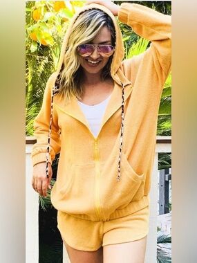 062 And The Why Hidden Leopard Knit Hoodie Top and Shorts Set